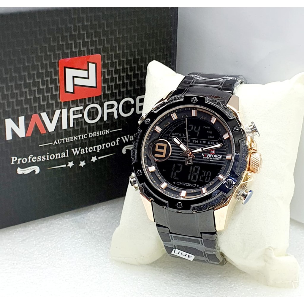 Jam tangan NAVIFORCE 9171 Dualtime Alanlog & Digital Original plus box mewah