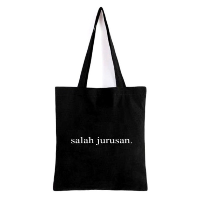 (PAKAI RESLETING ) TOTEBAG WANITA / PRIA SALAH JURUSAN QUOTE UNIK LIMITED EDITION HIGH QUALITY