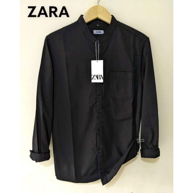 Kemeja Panjang ZARA Kerah Shanghai // Kemeja Polos Pria Lengan Panjang Kemeja Formal SlimFit Kasual Pria // Ready Size M,L,XL Dan XXL