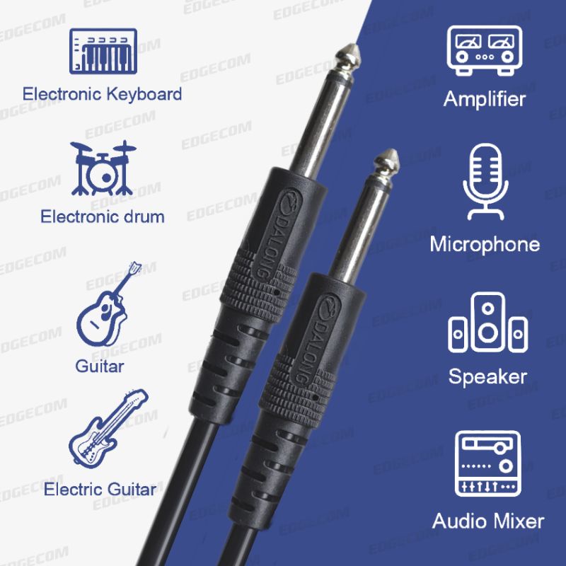 Kabel Akai Jack Audio 6,5mm Male to Male untuk Gitar, Speaker, Mixer 1,5 Meter