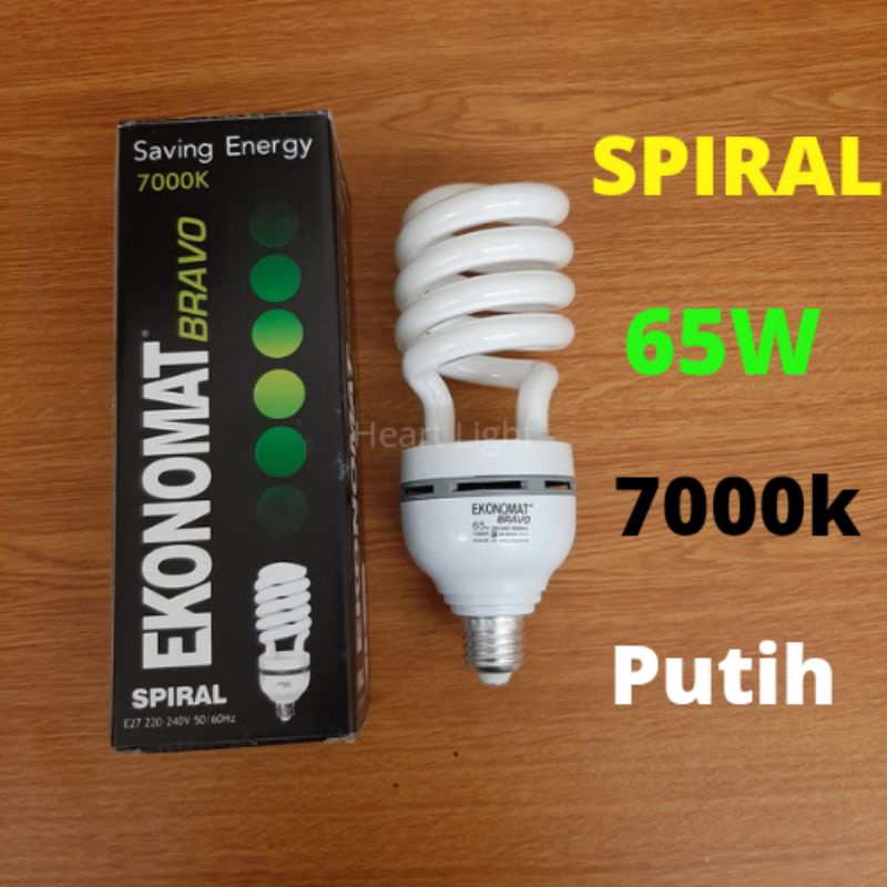 LAMPU SPIRAL 65WATT 7000K PUTIH/EKONOMAT BRAVO 65W DAYLIGHT SPIRAL HIGH POWER