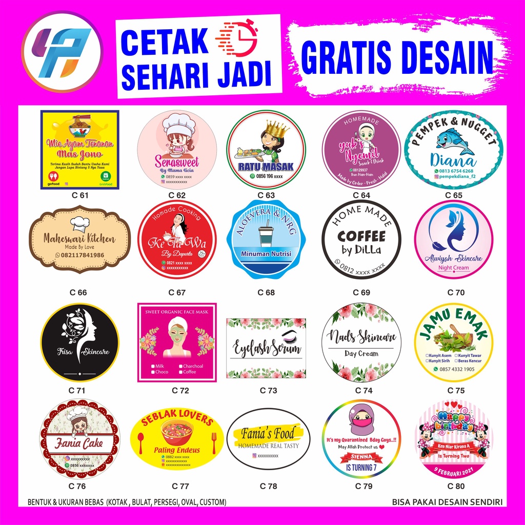 CETAK STIKER LABEL KEMASAN A3 KROMO + CUTTING (Kotak, Bulat, Oval, Custom)-3