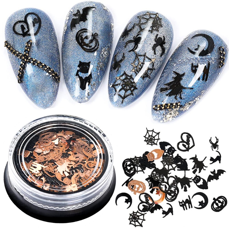 Zzz Stiker Kuku Motif Halloween Glitter Untuk Nail Art Ar