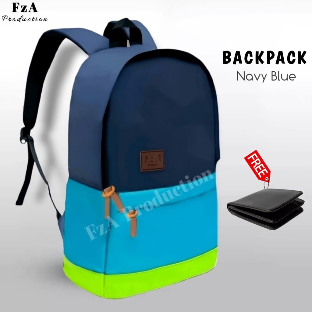 Tas Ransel Punggung Distro Casual Pria Wanita / Tas Ransel Laptop Original - FzA Gratis Dompet BUY 1 GET 1