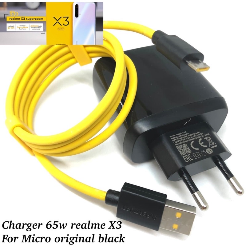 PROMO CHARGER 65W  REALME X3 BLACK MICRO /TYPE C ORIGINAL