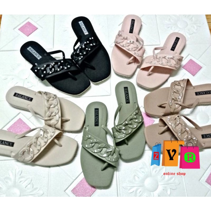 SANDAL Jepit / Flat Karet Jelly Model Balance Wanita Model Terbaru