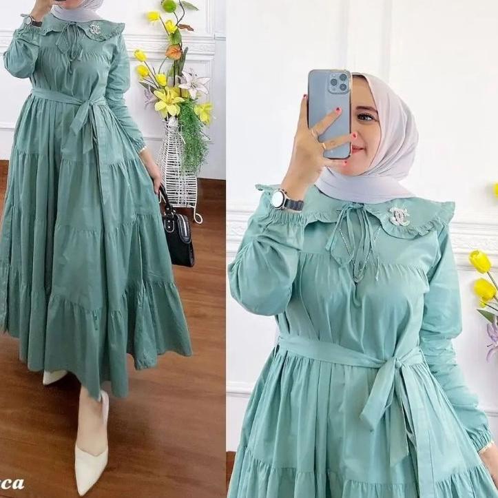 Viral  Amora Dress Maxi Rayon Wanita Free Belt Baju Wanita Trend Kekinian Terbaru 2022 Pakaian Musli