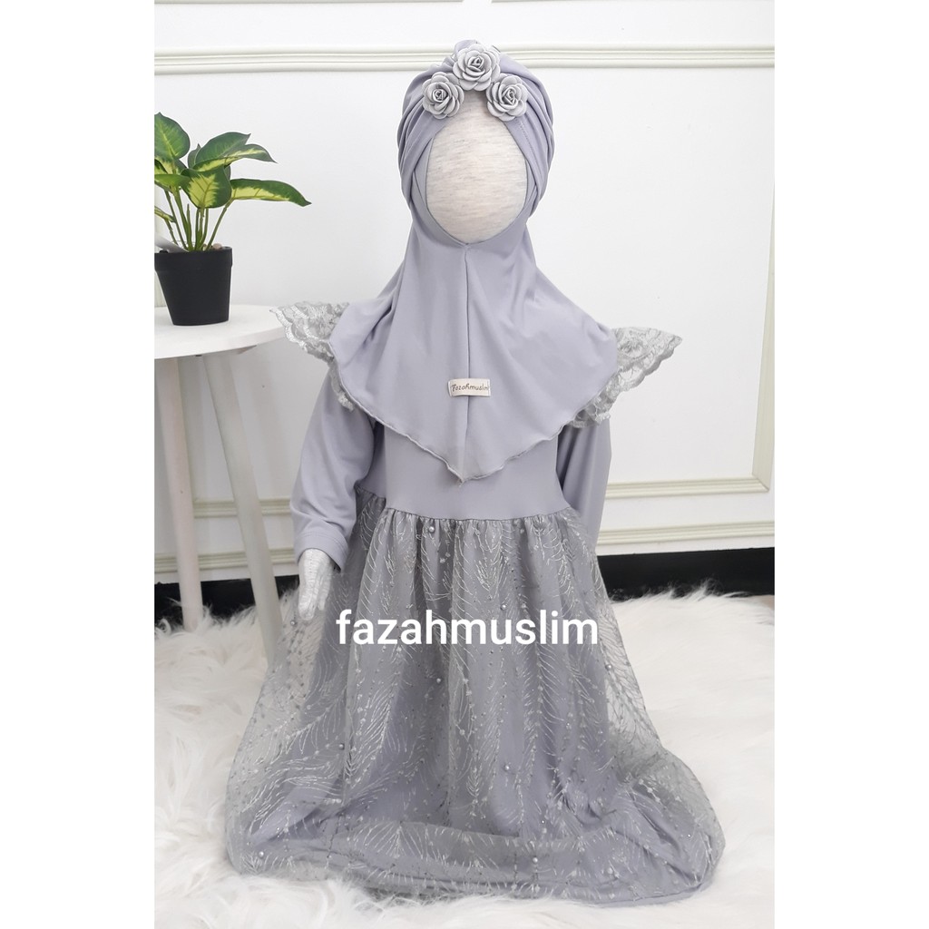Gamis bayi, baju muslim pesta brukat tille baby, pakaian aqiqah baby