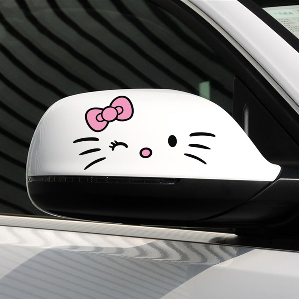Cod 1 Pasang Stiker Motif Hello Kitty Untuk Kaca Spion Mobil