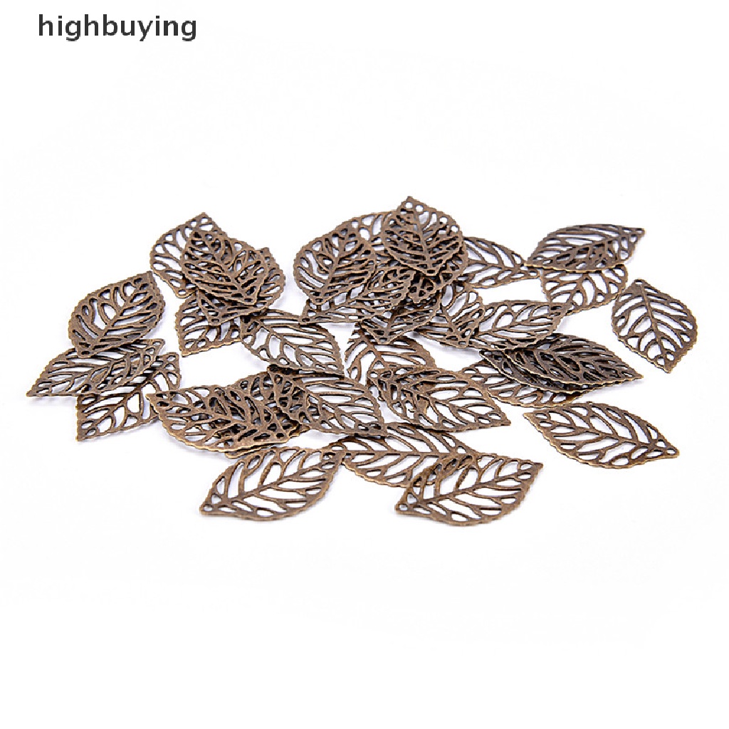 Hbid 50Pcs Liontin Daun Filigree Bahan Metal Untuk DIY Aksesoris Perhiasan