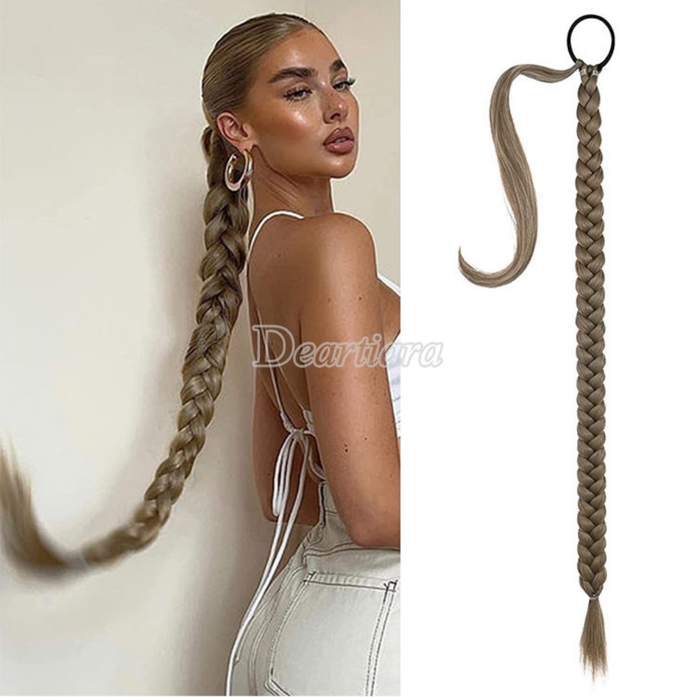 1 PC Wig Rambut Ekstensi Ponytail Model Kepang Bahan Sintetis Untuk Wanita