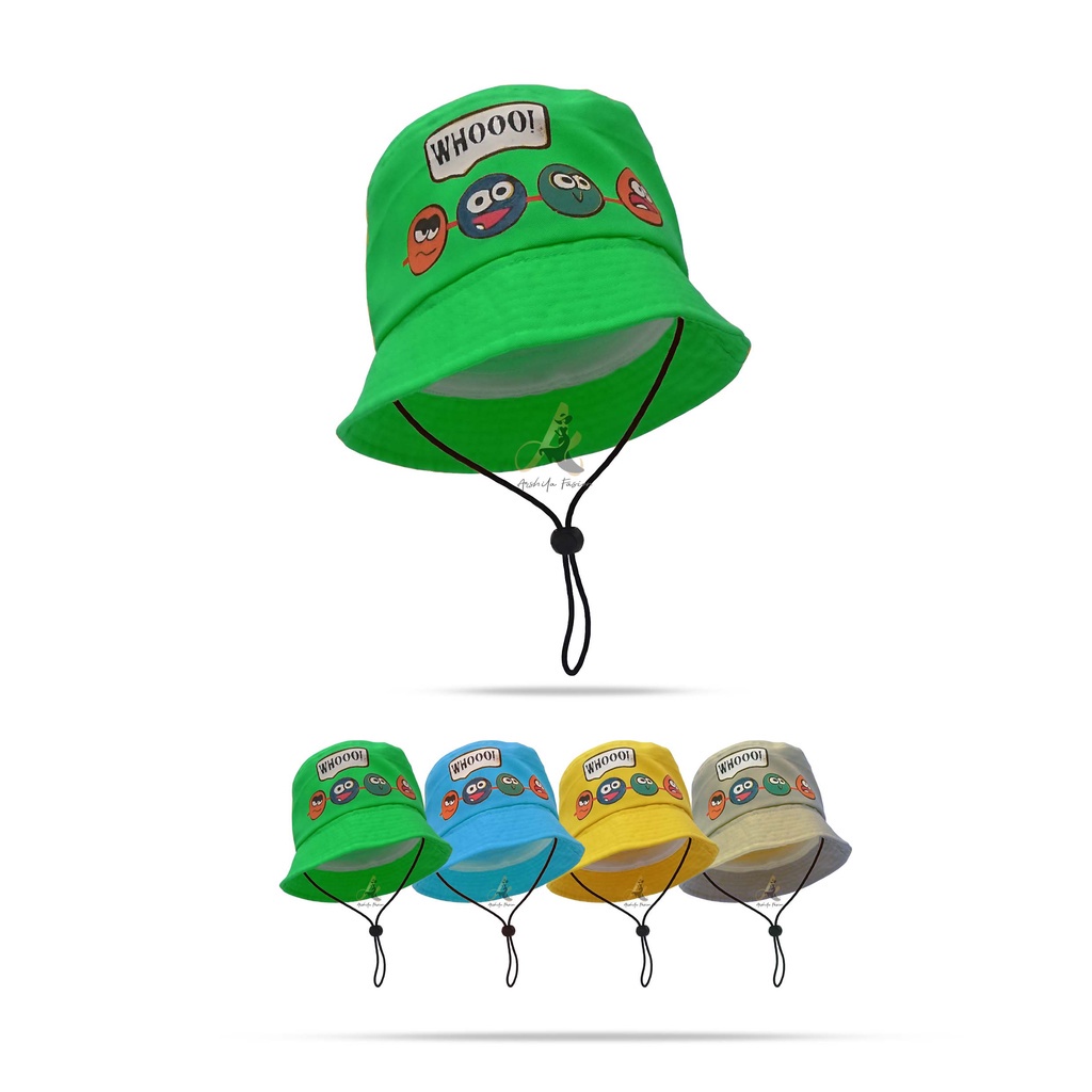 Topi Anak Perempuan Laki Laki Cowok Cewek 2 3 4 5 6 7 8 Tahun Bucket Hat Anak 1 FFD OOTD Fashion Anak Cowo Cewe Kecil Umur Balita Kado Kids Aksesoris Kepala Anak Lucu 1-Whoo HijauBotol Tali