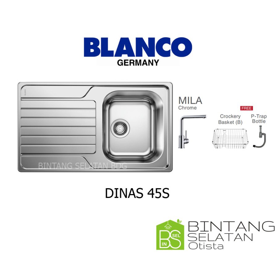 BLANCO KITCHEN SINK BAK CUCI PIRING STAINLESS STEEL BLANCO DINAS 45S