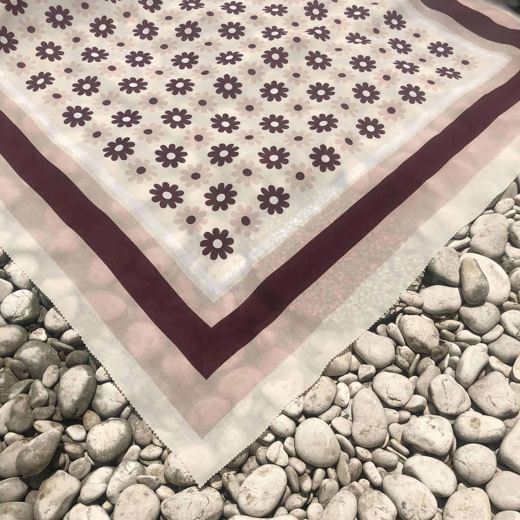 JILBAB MOTIF HIJAB SEGIEMPAT VOAL MOTIF PREMIUM JILBAB PRINT LASERCUT KERUDUNG SEGIEMPAT MOTIF MURAH-Bunga Pink