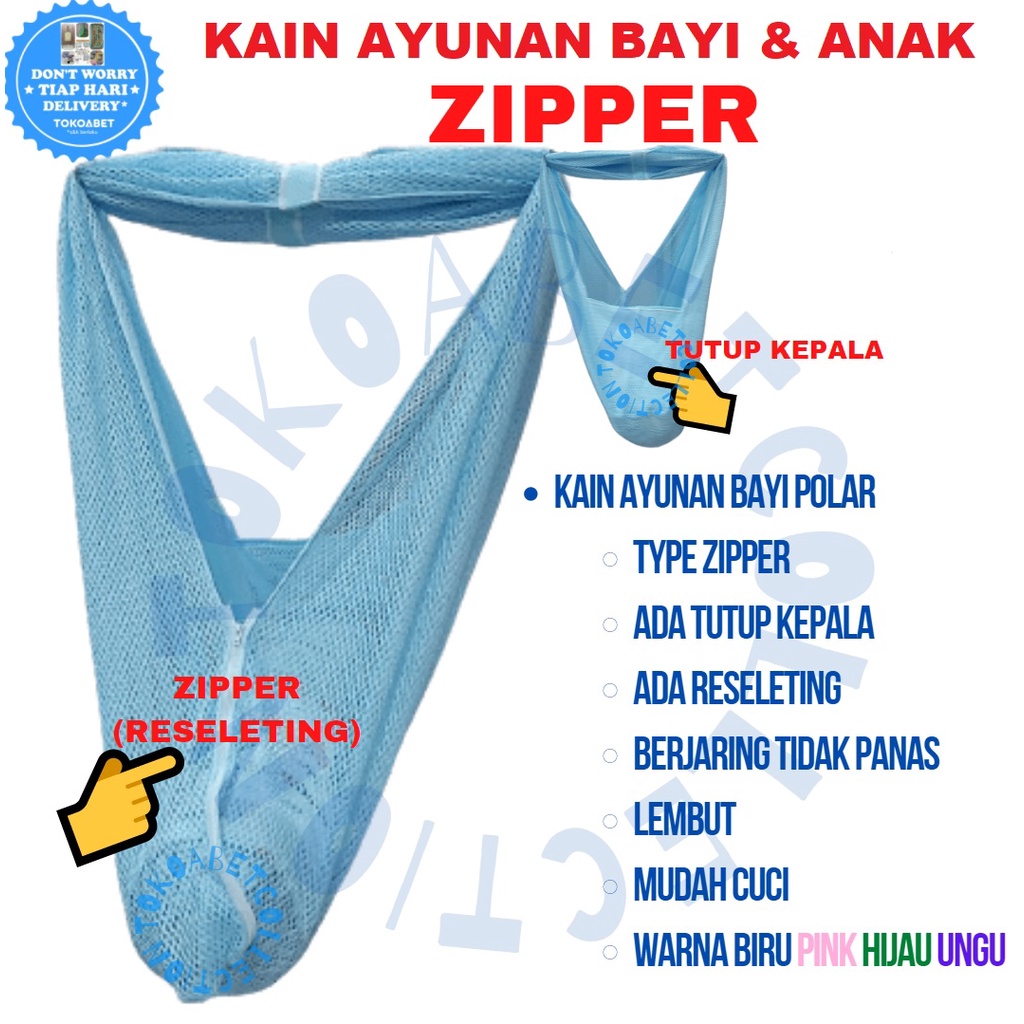 AYUNAN BAYI ANAK ZIPPER RESELETING TUTUP KEPALA Merk POLAR Kain Jaring Tidak Panas Lembut TOKOABET