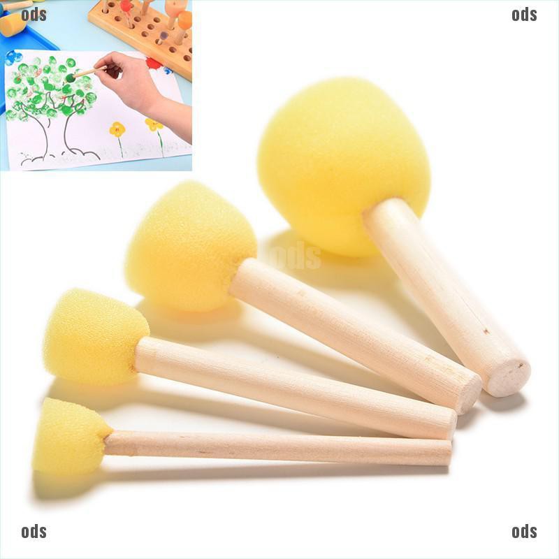 4Pcs Set Kuas Lukis  dengan Gagang Bahan Kayu untuk  Anak  