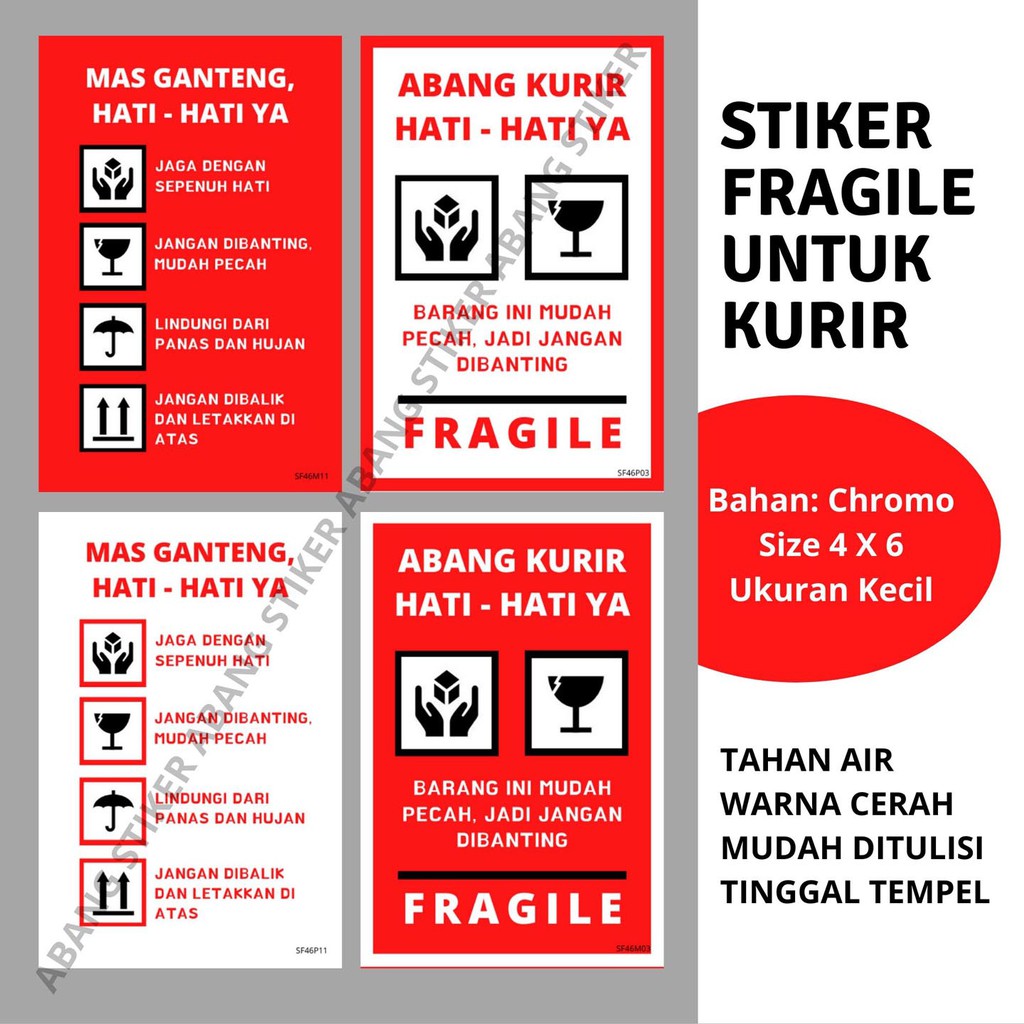 

Stiker Fragile untuk Kurir 4 x 6 cm