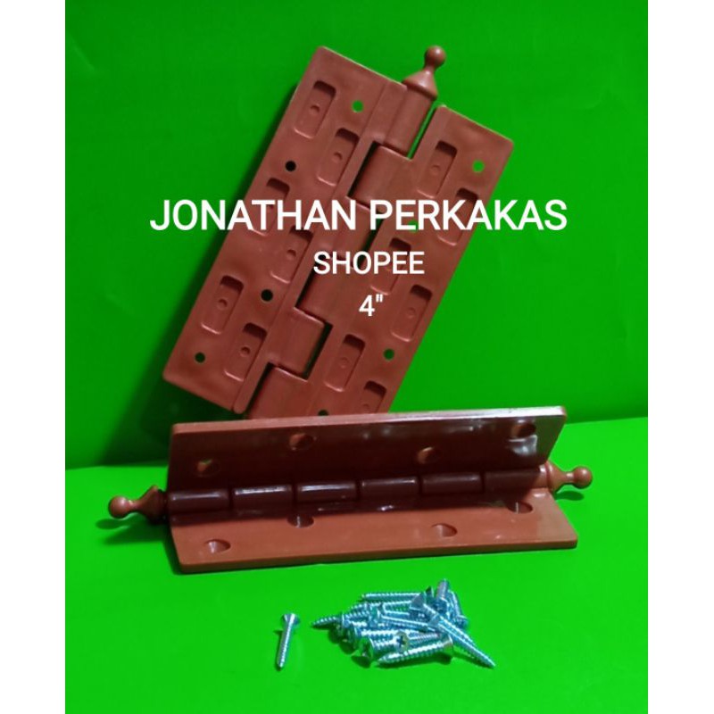 engsel pintu pvc kamar mandi 4" coklat engsel pintu plastik kamar mandi 4" coklat