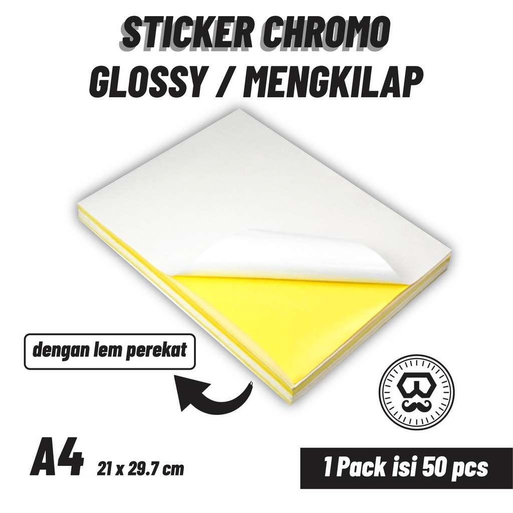 

1 PACK / 50 PCS KERTAS STICKER GLOSSY (STICKER CROMO) UKURAN A4