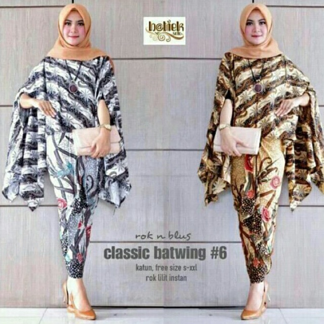 jual stelan blouse batwing blouse rok lilit pareo pasangan murah cantik kekinian kondangan sogan