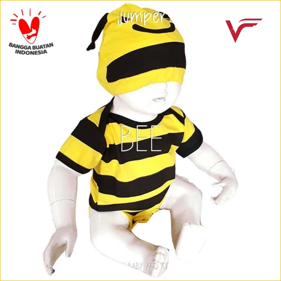 Baju Bayi Laki Laki Perempuan Jumper Kostum Bayi Lucu - Lebah Bee - Size 1 Setelan Bayi