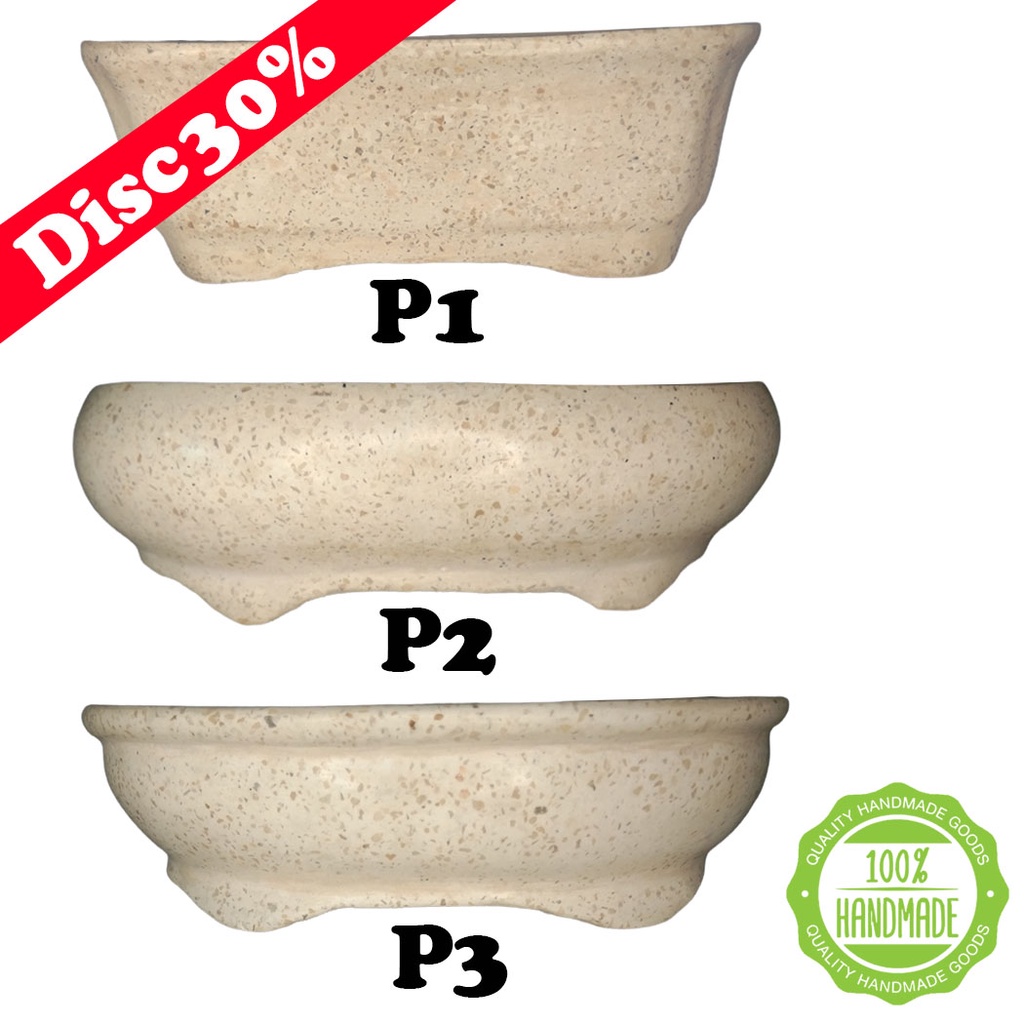 Pot Tanaman / Pot Bunga / Pot Bonsai / Pot Sukulen / Pot Berbahan Semen Teraso Finishing Poles Mengk