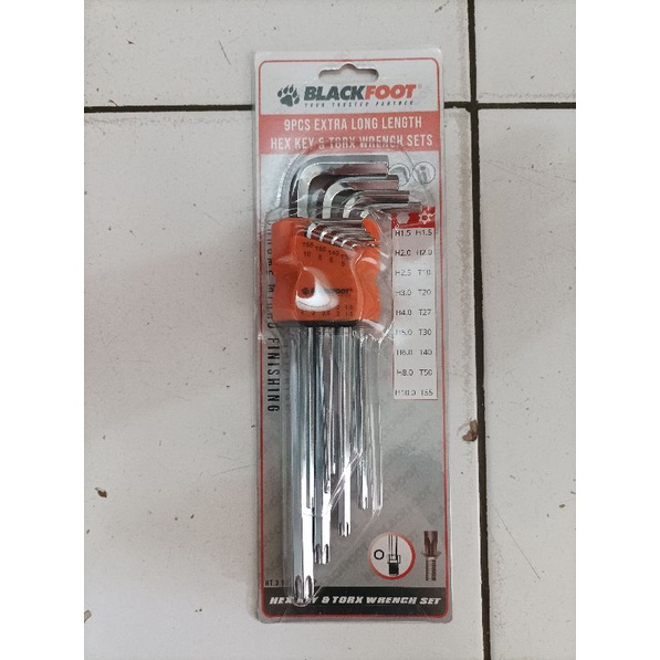 Kunci L kombinasi Segi enam + Bintang Lubang Extra Long / Hex torx Key Set