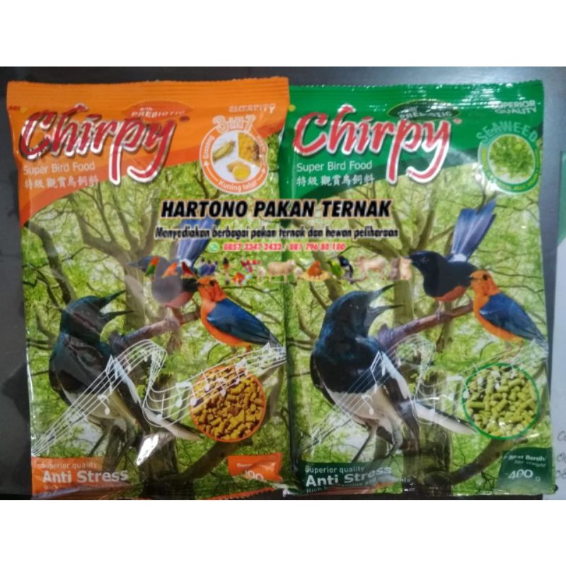 CHIRPY VOER PELLET 3 IN 1 FORMULA KUNING MATAHARI SAKTI PAKAN BURUNG CHIRPY HIJAU - CHIRPY KUNING
