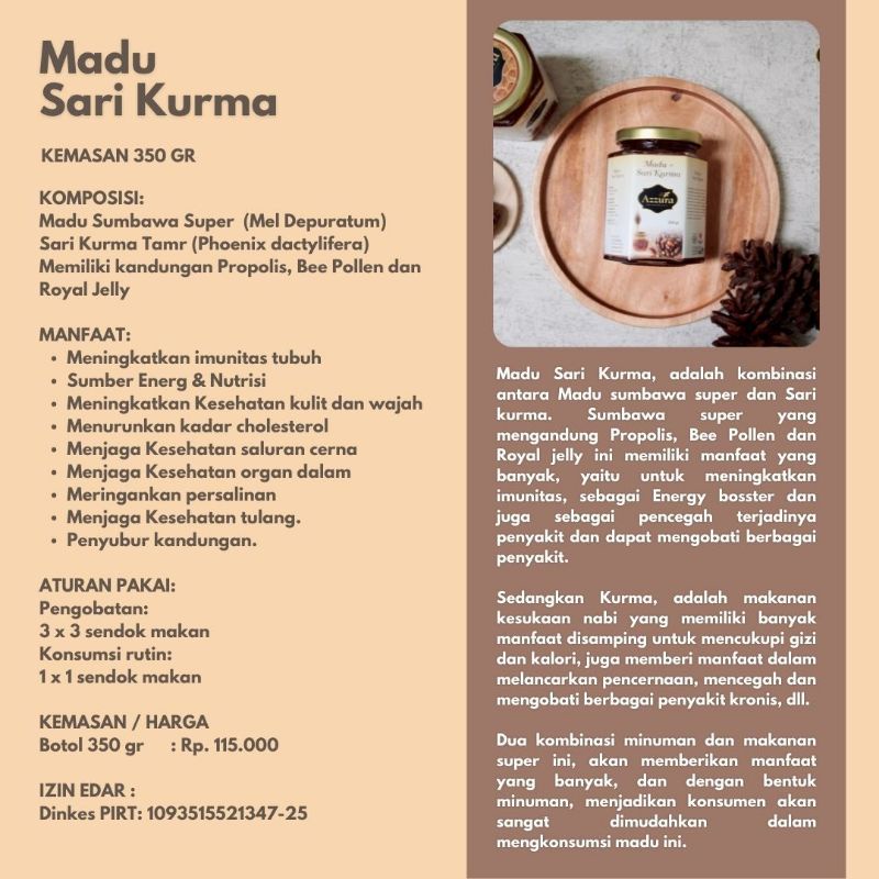 

Madu Azzura Sari Kurma 350gr