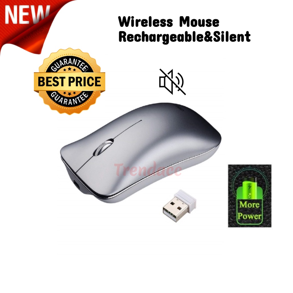 Trend-New Mouse Wireless Rechargeable &amp; Silent Click USB POWER SAVING