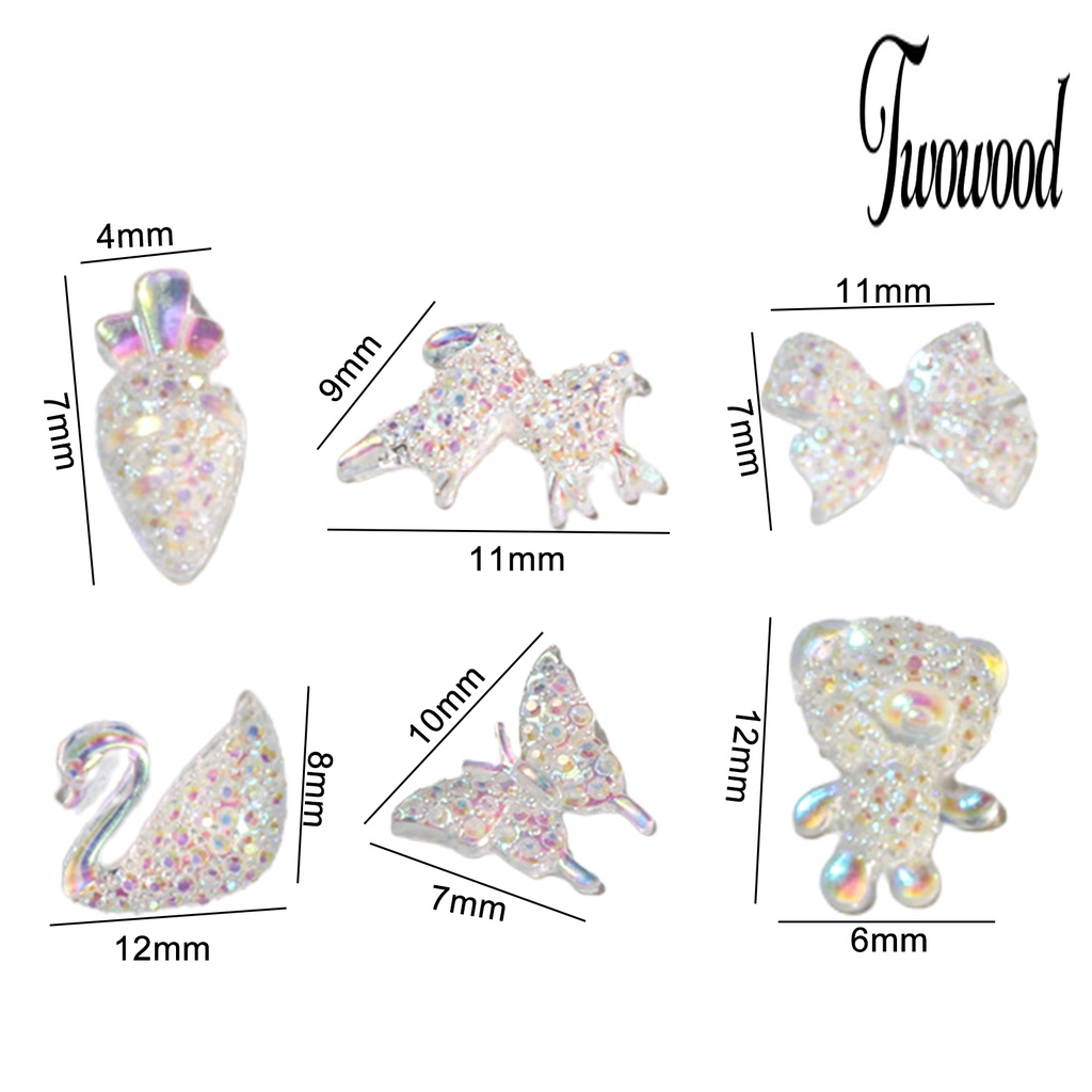 10 Pcs Alat Dekorasi Kuku 3D Bentuk Butterfly Bear Swan Bahan Resin Tahan Air Untuk Manicure