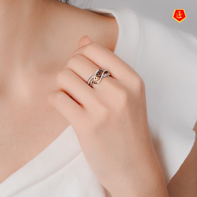 [Ready Stock]Creative Fashion Love Mom Ring 18K Gold Color Separation