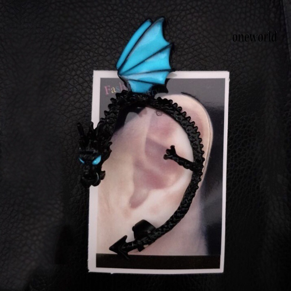 OW@ 1Pc Women Punk Luminous Dragon Shape Ear Cuff Clip Earring No Piercing Jewelry