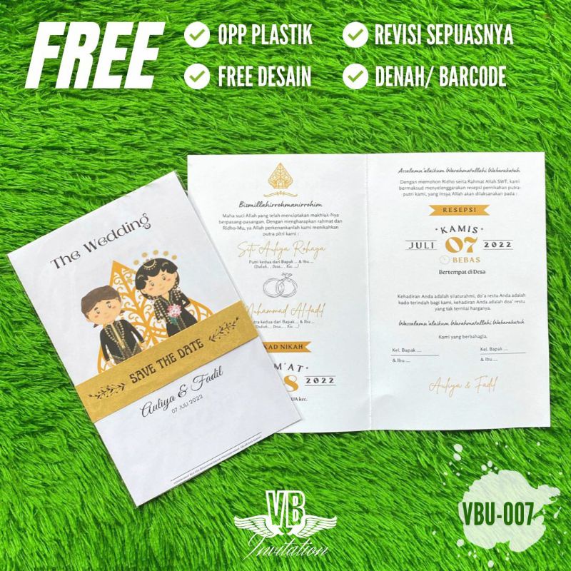 UNDANGAN PERNIKAHAN ADAT JAWA UNIK LUCU KEKINIAN FREE PACKING SABUK SIMPLE ELEGAN 13x20 VBU 007