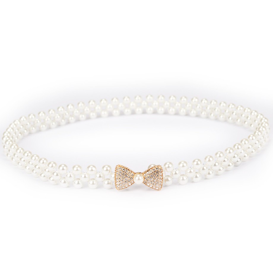 Ikat Pinggang Wanita MUTIARA PITA 01 Korea Fashion Style  Women Pearl Belt Gasper Cewe Sabuk Elastis