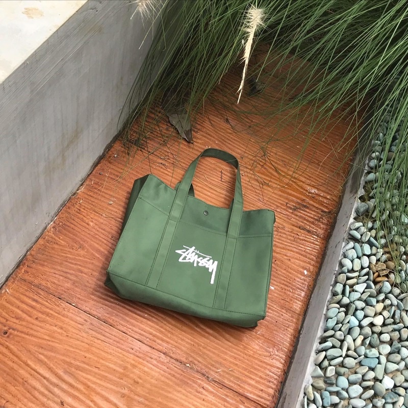 STUSSY TOTEBAG GREEN MILITARY JAPAN APPENDIX