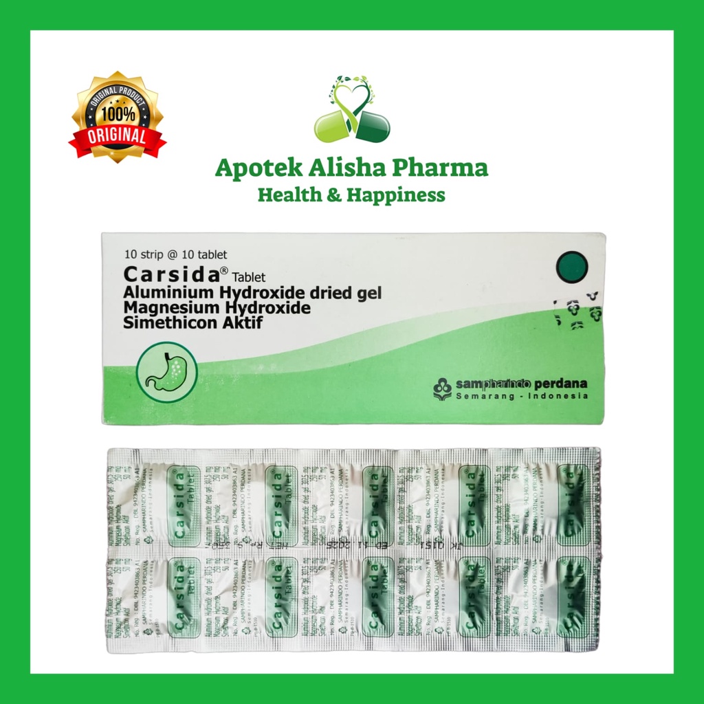 Carsida Tablet (Strip 10tablet) - Carsida Antasida Tablet Kunyah Obat Maag / Karsida Tablet