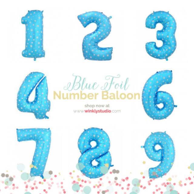 Balon Angka 100cm Warna Biru