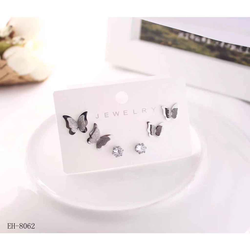 Anting titanium perhiasan fashion 8087,8062