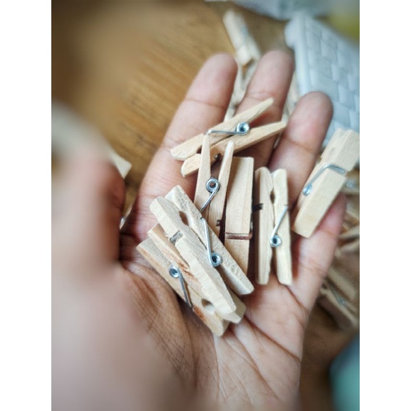 WOODEN CLIP PENJEPIT FOTO POLAROID DEKORASI DINDING KAMAR FREE TALI GONI