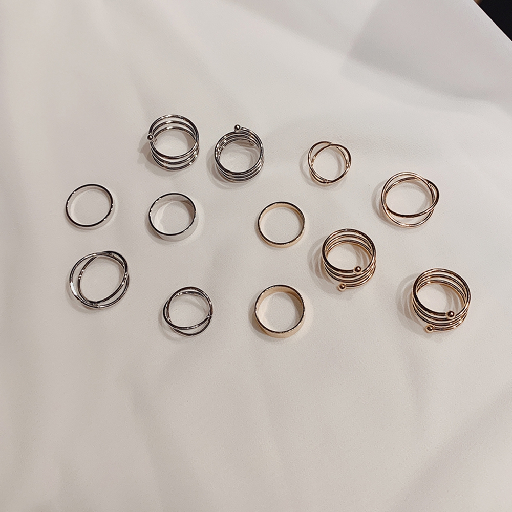 【TERSEDIA &amp; COD】6Pcs Cincin Retro Bahan Stainless Steel Untuk Hadiah Aksesoris Fashion
