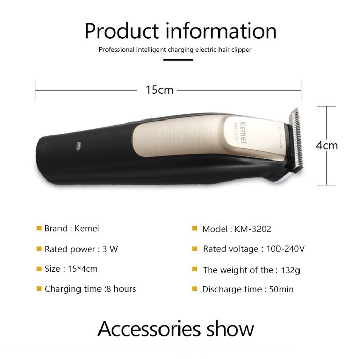 Kemei KM 3202 Alat Cukur Rambut Hair Clipper Trimmer Detailer Modelling 2 in 1 Mesin Cukuran KM-3202