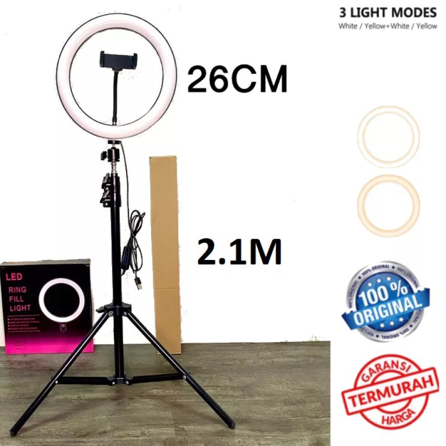 Ring Light 26cm + Tripod 2m - Lampu Makeup - Lampu Selfie - Lampu Vlog