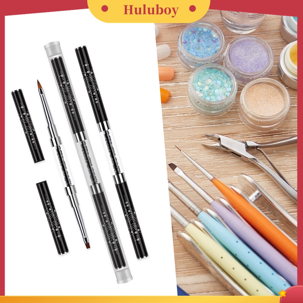 Huluboy Huluboy♡ Holder Pen Nail Art Kepala Ganda Aksen Berlian Imitasi Untuk Wanita