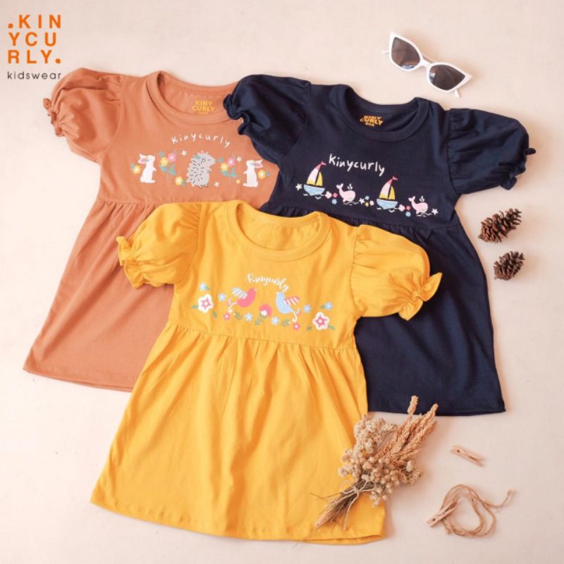 Baju Anak Dress Yoona Kiny Curly Original Kaos Super Premium Pakaian Anak Perempuan Termurah