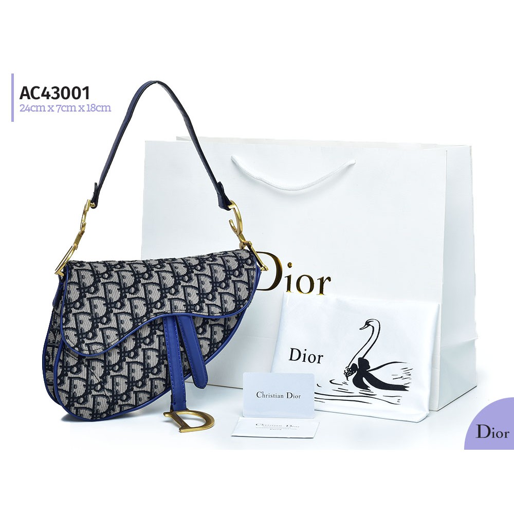Tas Dior Saddle Canvas Oblique Medium Birdong Semi Premium AC43001