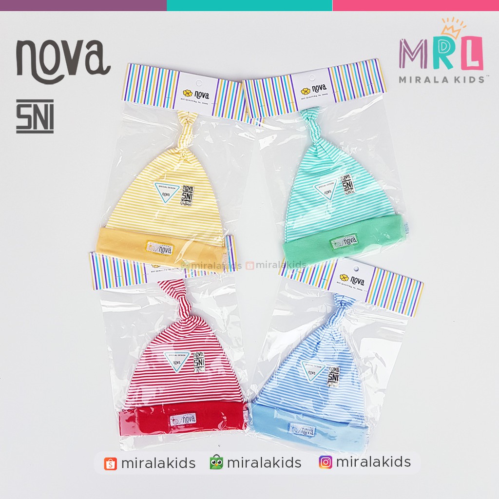 Nova Topi Bayi Newborn - Topi Kuncung Nova SNI seri Polos dan Motif