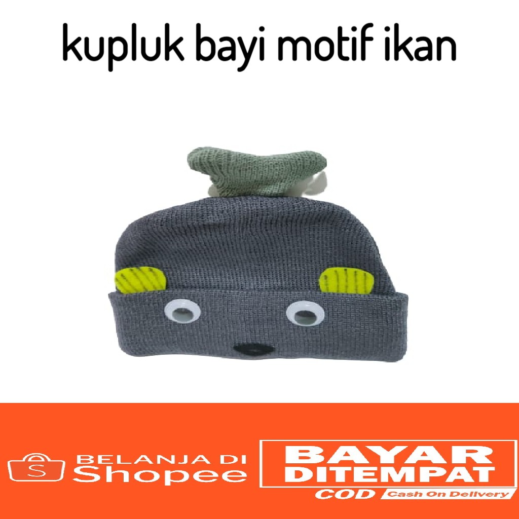 kupluk bayi motif ikan lucu imut baby hat rajut_PURANGSAKATO SHOP