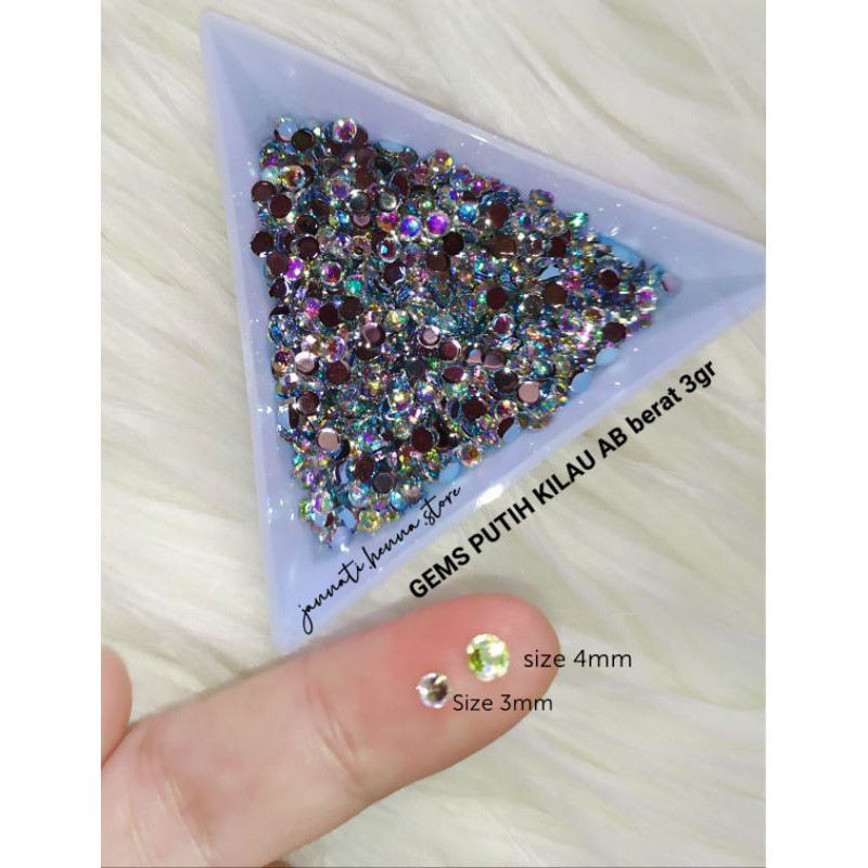 GEMS PUTIH KILAU AB GEMS HENNA KILAU RAINBOW AKSESORIS HENNA NAIL ART BERAT 3gram