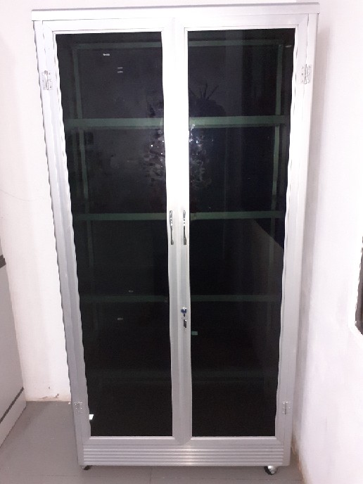 136 Lemari Kaca Etalase 65x40x150 Cm, 5 Susun Full Kaca Riben 5 Mili Rak Serbaguna